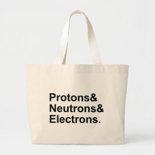 Protons Neutrons Electrons 3 Parts of an Atom Large Tote Bag