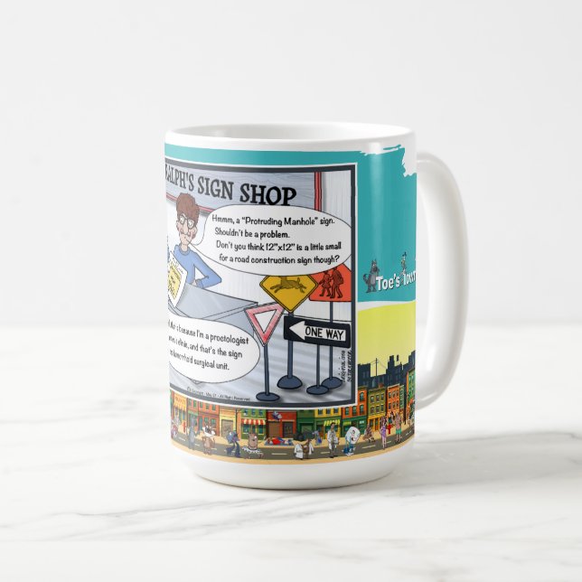 Protruding Man Holes | Literal Wordplay Classic Coffee Mug (Front Right)