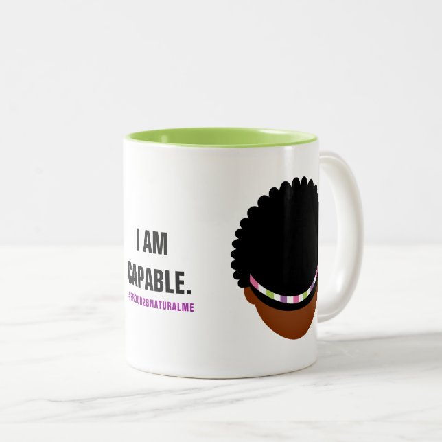 #Proud2BNaturalMe Affirmation Two-Tone Coffee Mug (Front Right)