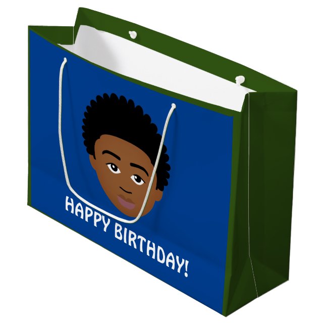 #Proud2BNaturalMe Choose-My-Complexion Birthday Large Gift Bag (Front Angled)