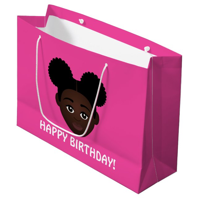 #Proud2BNaturalMe Choose-My-Complexion Birthday Large Gift Bag (Front Angled)