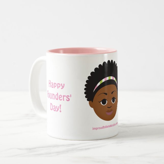 #Proud2BNaturalMe Sorority Gifts #FoundersDay Two-Tone Coffee Mug (Front Left)