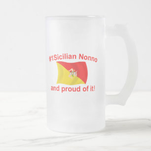 Proud #1 Sicilian Nonno Frosted Glass Beer Mug