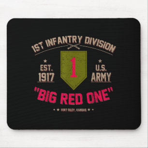 Proud 1st Infantry Division Us Veteran Big 1 Red O Mouse Mat