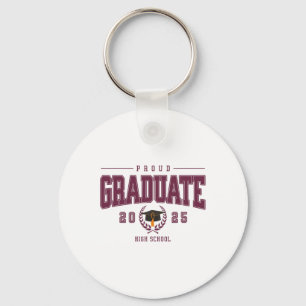 Proud 2025 Graduate High School Graduation Varsity Key Ring