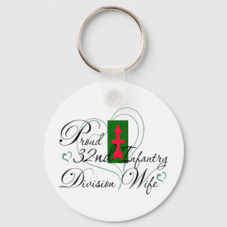 Proud 32nd Infantry Wife Heart Key Ring