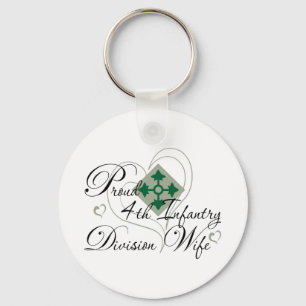 Proud 4th Infantry Wife Heart Key Ring