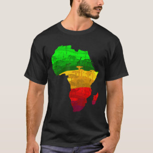 Proud Africa Map Green Yellow Red African Pride Ju T-Shirt