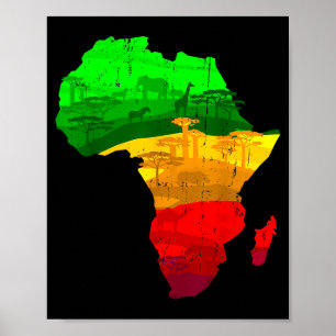 Proud africa map green yellow red african pride poster
