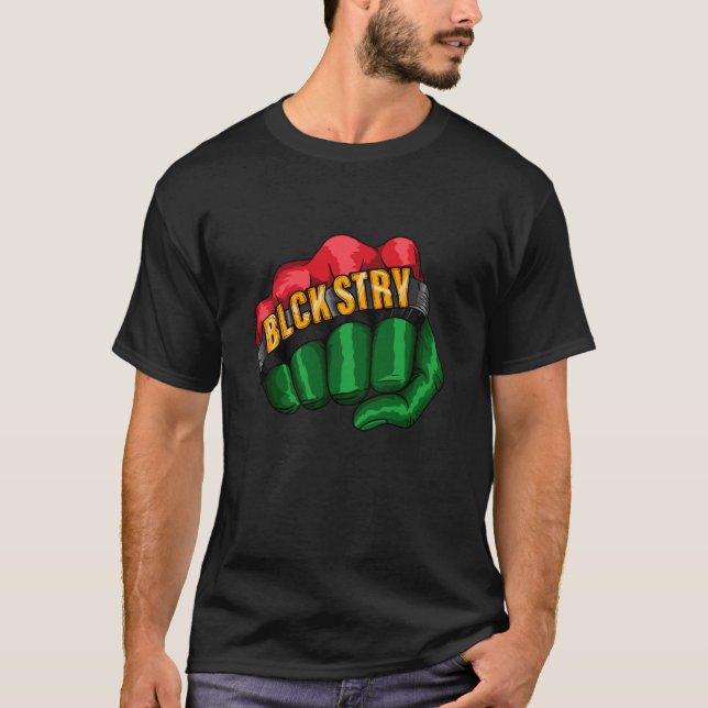 Proud African Pride Stand Strong Power Black Histo T-Shirt (Front)