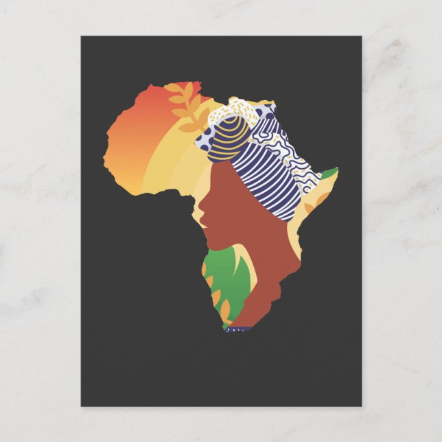 Proud African Woman Silhouette Africa Continent Postcard (Front)