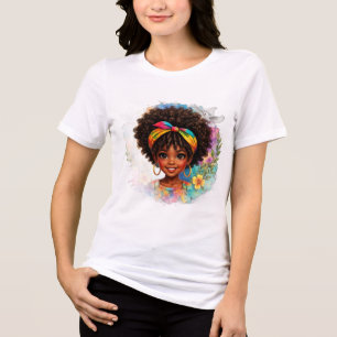 Proud Afro Girl Cute Diversity & Self-Love Art Tri-Blend Shirt