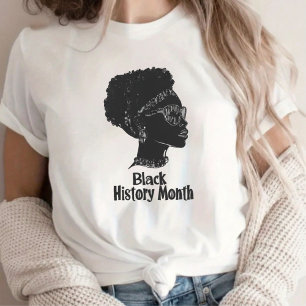 Proud Afro Girl Sketch Black History Month T-Shirt
