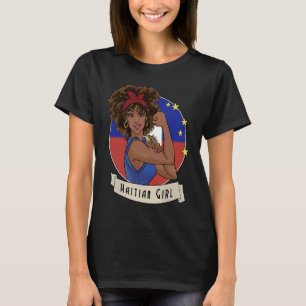 Proud Afro Haitian Haitian Girl Haiti Flag Heritag T-Shirt