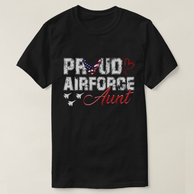 Proud Air Force Aunt US Heart Military Women T-Shirt (Design Front)