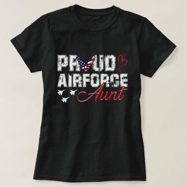 Proud Air Force Aunt US Heart Military Women T-Shirt (Design Front)