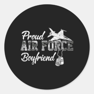 Proud Air Force Boyfriend Camo Airman Family Classic Round Sticker