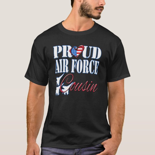 Proud Air Force Cousin Shirt US Heart Military Men (Front)