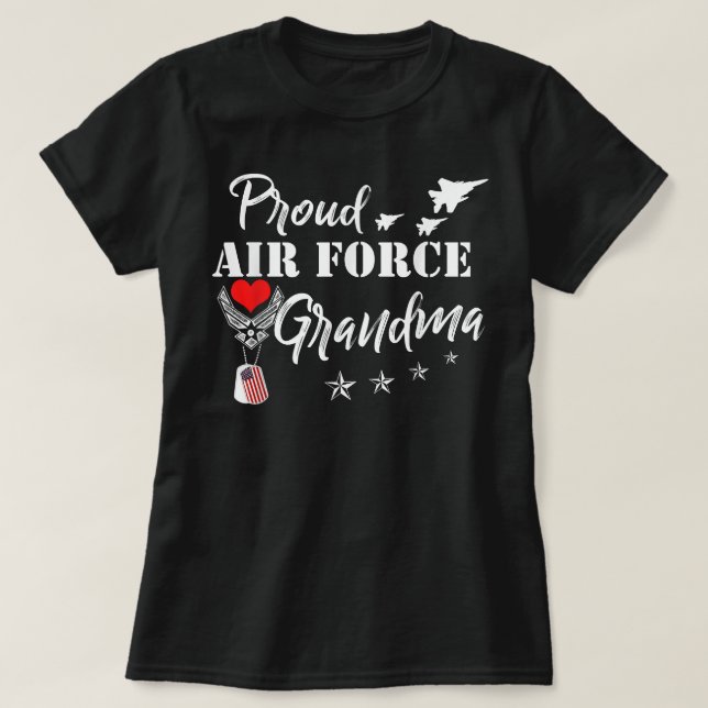 Proud Air Force Grandma Shirt Heart Military Women (Design Front)