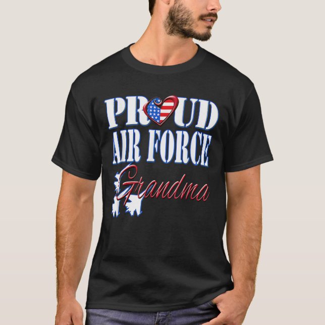 Proud Air Force Grandma Shirt US Heart Military Wo (Front)