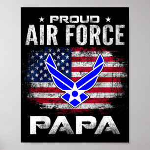 Proud Air Force Papa With American Flag Gift Veter Poster