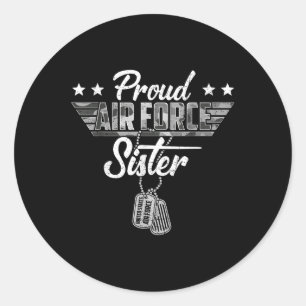Proud Air Force Sister Camouflage Usaf Veteran Air Classic Round Sticker
