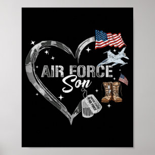 Proud Air Force Son Heart Camo US Family Matching Poster