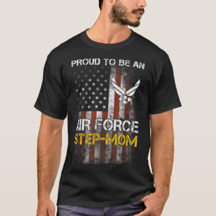 Proud Air Force Step-Mum Funny American Flag T-Shirt