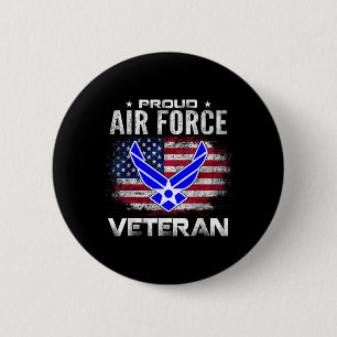 Proud Air Force Veteran With American Flag Gift Ve 6 Cm Round Badge
