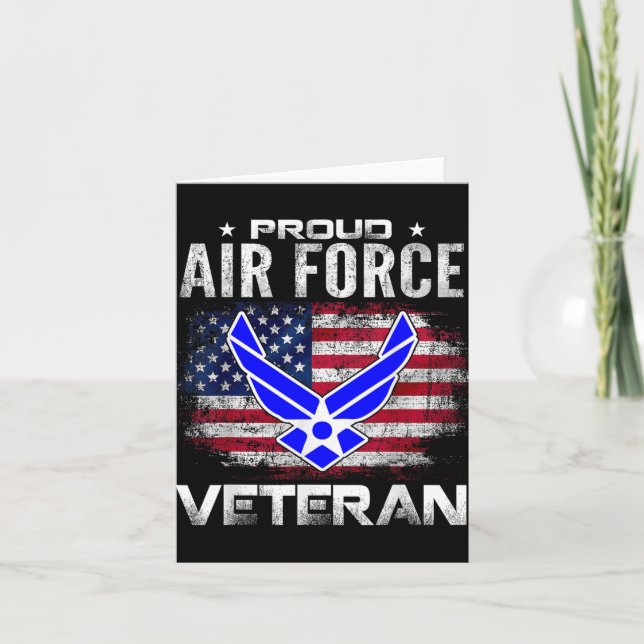 Proud Air Force Veteran With American Flag Gift Ve Card (Front)