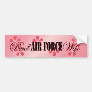 Proud Air Force Wife Peach Flowers Bumper Sticker