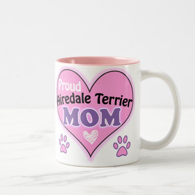 Proud Airedale Terrier Mom Two-Tone Coffee Mug (Right)