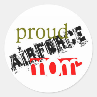 proud airforce mum classic round sticker