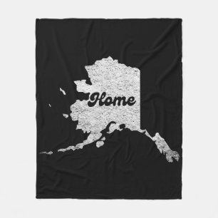 proud Alask State Home Map Outline Rocky Map AK Fleece Blanket