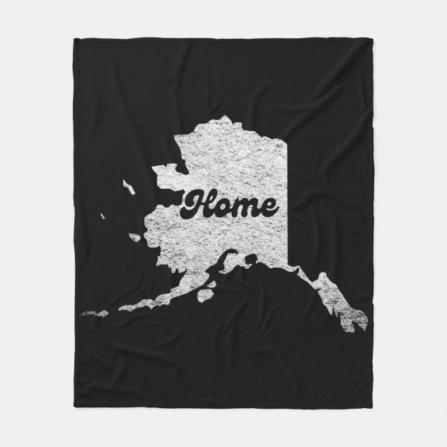 proud Alask State Home Map Outline Rocky Map AK Fleece Blanket (Front)