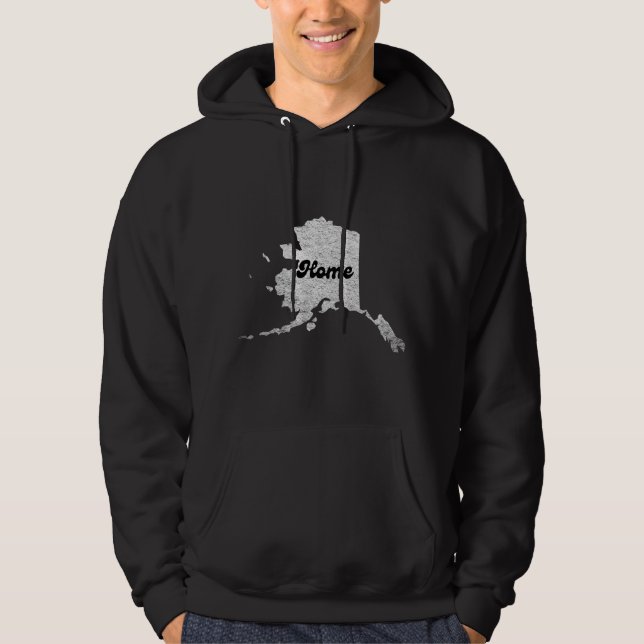 proud Alask State Home Map Outline Rocky Map AK  Hoodie (Front)