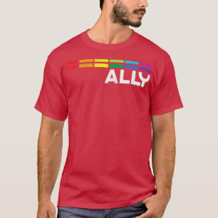 Proud Ally Bars Equality LGBTQ Rainbow Flag Gay Pr T-Shirt