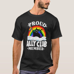 Proud Ally Club Member Cat Rainbow Gay Pride Lesbi T-Shirt