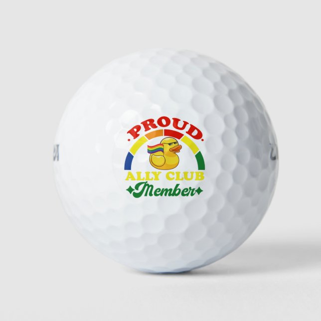 Proud Ally Club Member Rubber Duck Rainbow Gay  Golf Balls (Front)