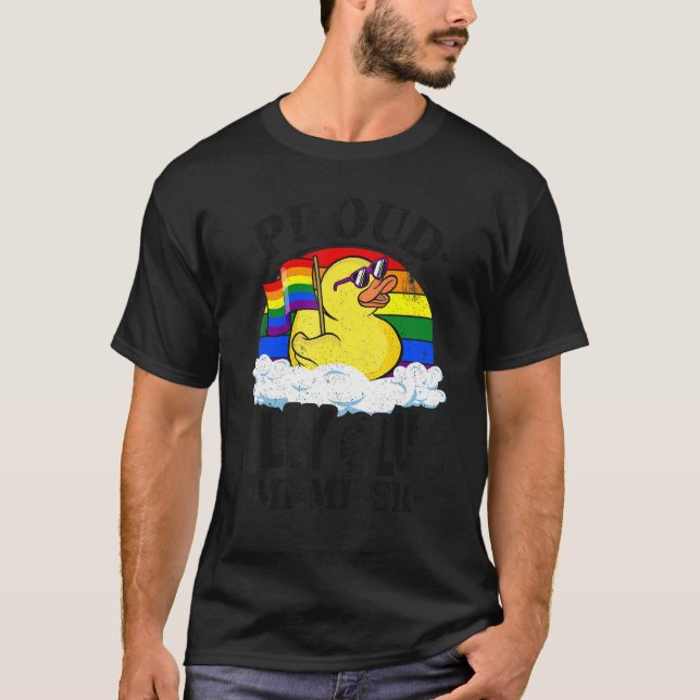 Proud Ally Club Member Rubber Duck Rainbow Gay Les T-Shirt (Front)