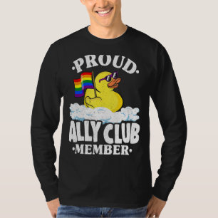 Proud Ally Club Member Rubber Duck Rainbow Gay Les T-Shirt