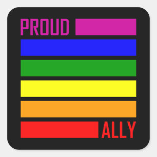 PROUD ALLY FLAG LGBT Pride Month LGBTQ Rainbow Square Sticker