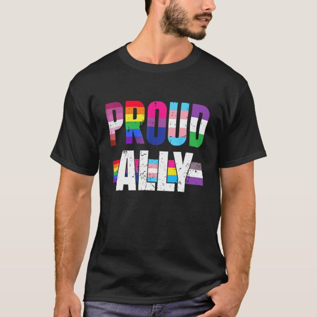 Proud Ally  For Gay Pride Month Transgender Flag D T-Shirt (Front)
