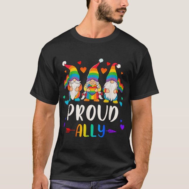 Proud Ally Gnomes Lgbt Pride Rainbow Colours  T-Shirt (Front)