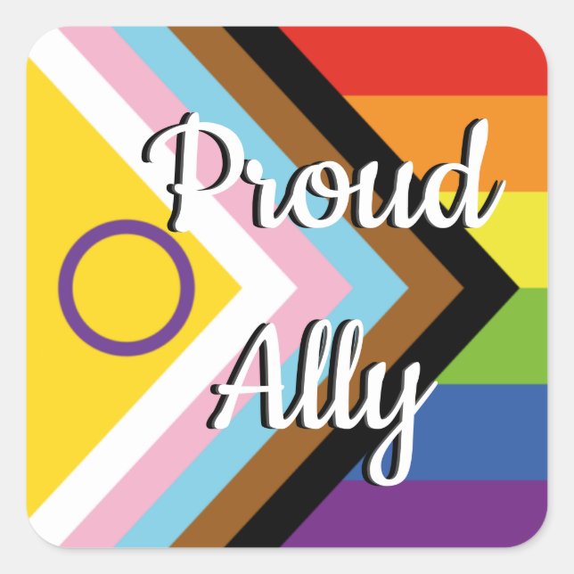 Proud Ally | Intersex Inclusive Pride Flag  Square Sticker (Front)