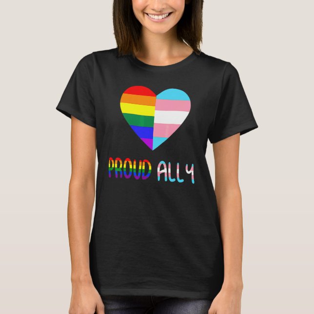 Proud Ally Lgbt Heart Flag Gay Pride Lesbians Bise T-Shirt (Front)