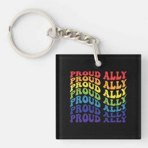 Proud Ally LGBTQ Gay Pride Rainbow Key Ring