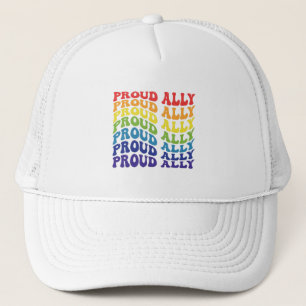 Proud Ally   LGBTQ   Gay Pride   Rainbow Trucker Hat