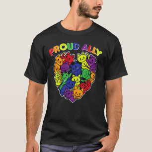 Proud Ally LGBTQ Supporter Rainbow Cat Heart T-Shirt
