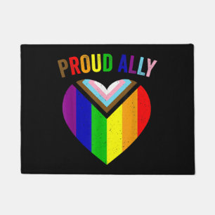 Proud Ally LGBTQAI Gay POC Transgender Pride Flag  Doormat